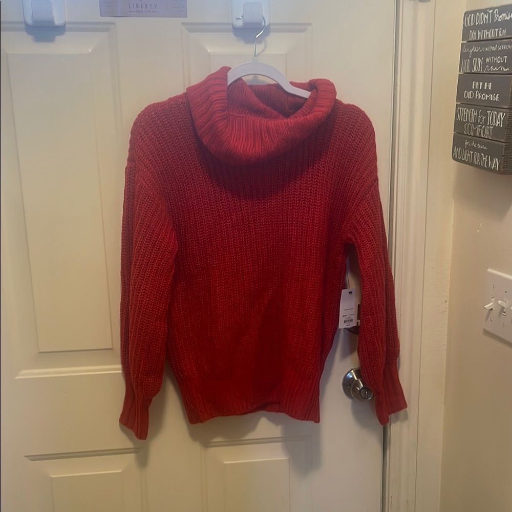 NWT Cozy Red Cowl Neck Sweater Woman's Small